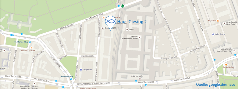 Karte mit Marker bei Haus Giesing 2, St.-Martin-Str. 66, 81541 München