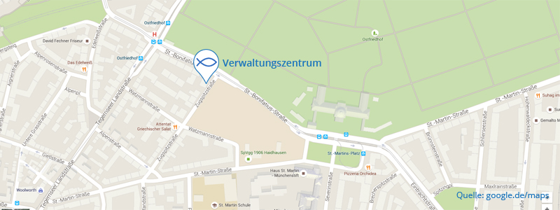 Verwaltungszentrum | Münchner Kinderbetreuung GmbH | Kartenausschnitt | google.de/maps